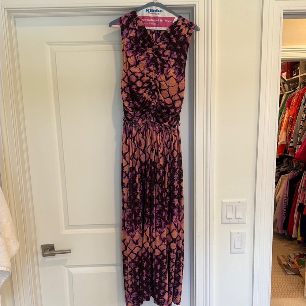 Ulla Johnson Purple and Tan Maxi Dress